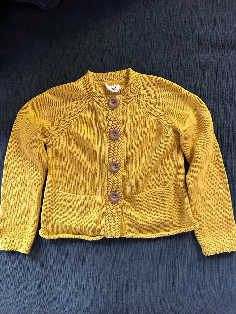 Mini Boden 5-6 year Mustard Yellow Gold Knit Button-Front Kids cardigan shacket